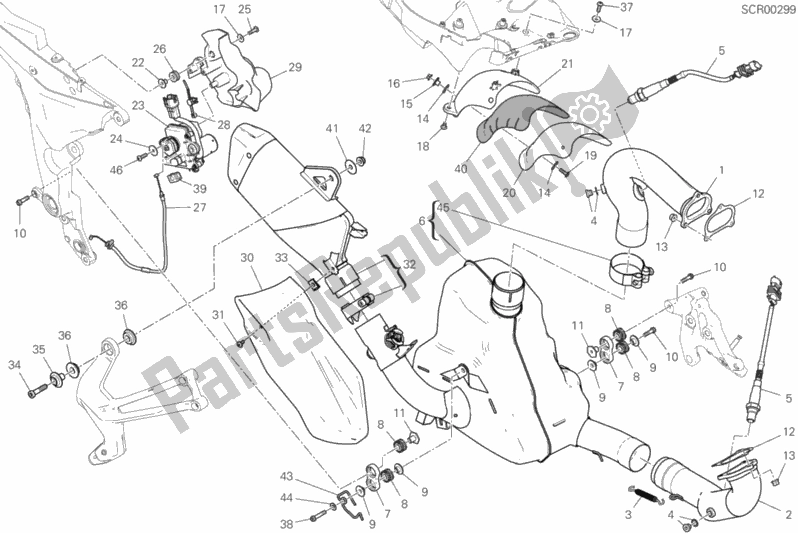 Todas as partes de Sistema De Exaustão do Ducati Multistrada 950 USA 2020